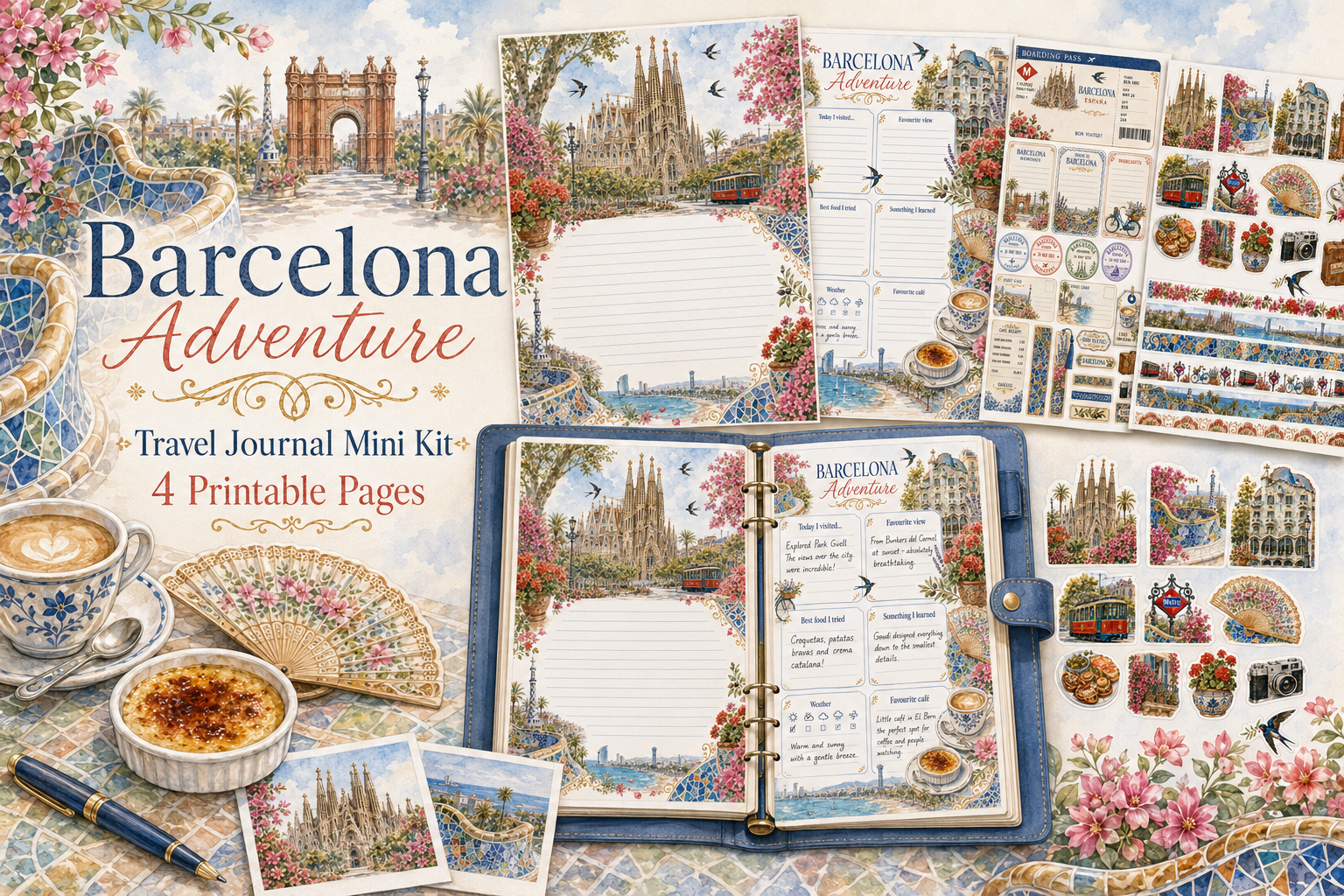 Barcelona Travel Journal Mini Kit