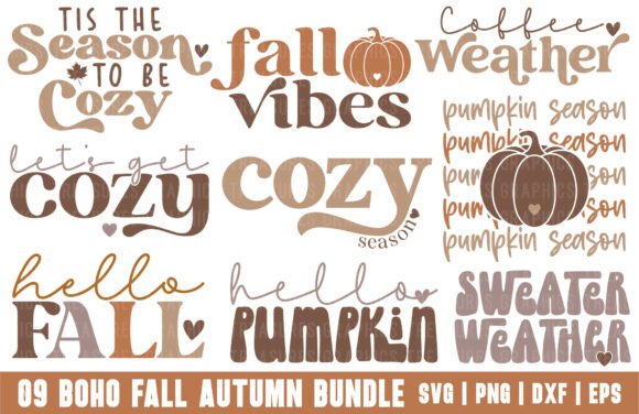 Boho Fall SVG Bundle Pumpkin Autumn PNG