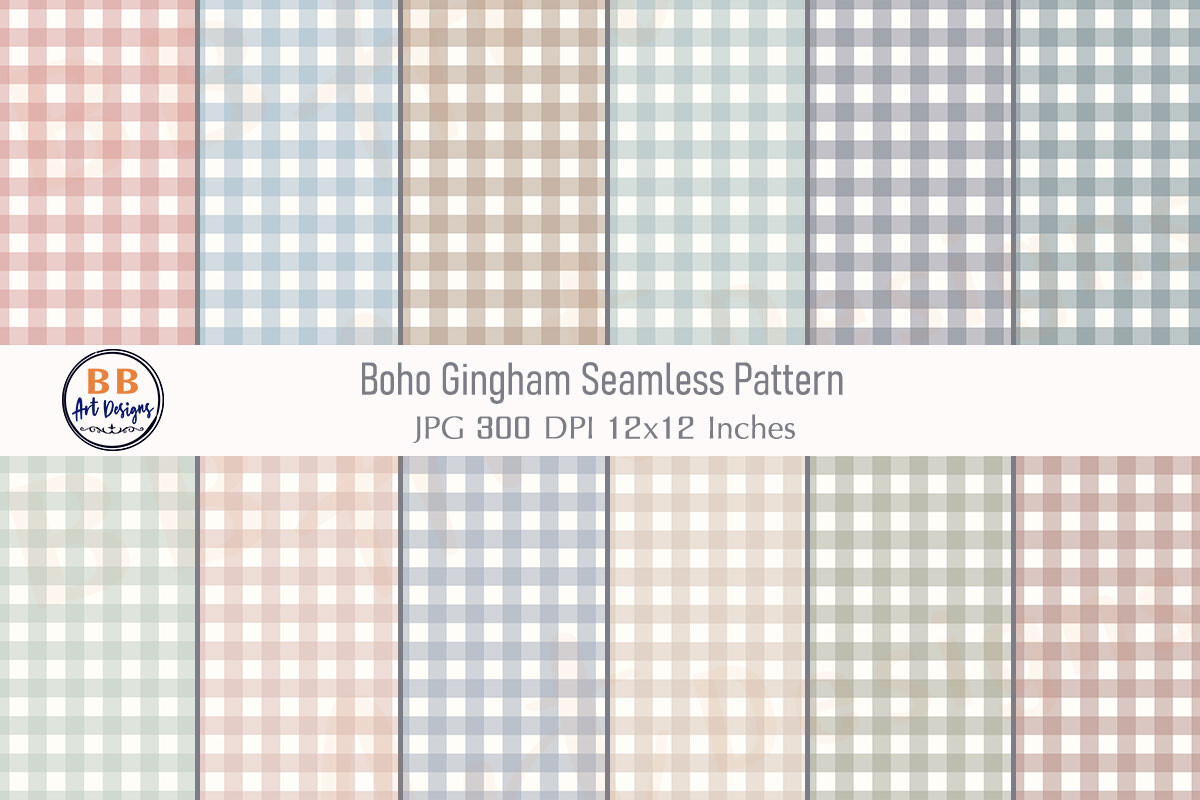 Boho Gingham Pattern Seamless Background