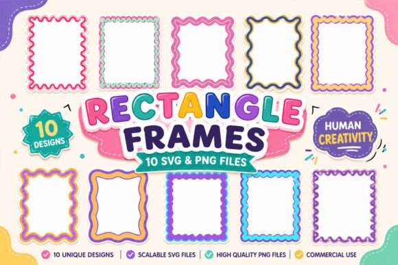 Colorful Wave Frame Border SVG PNG