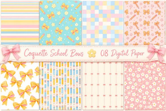 Coquette School Bows Digital Paper