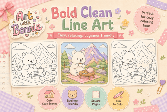 Cozy Bear Tea Time Coloring Pages