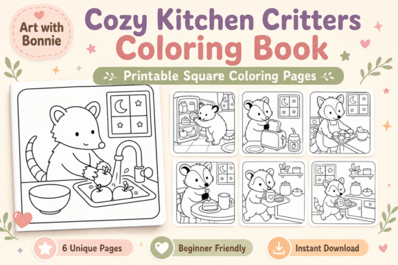 Cozy Manatee Bath Time Coloring Page Set