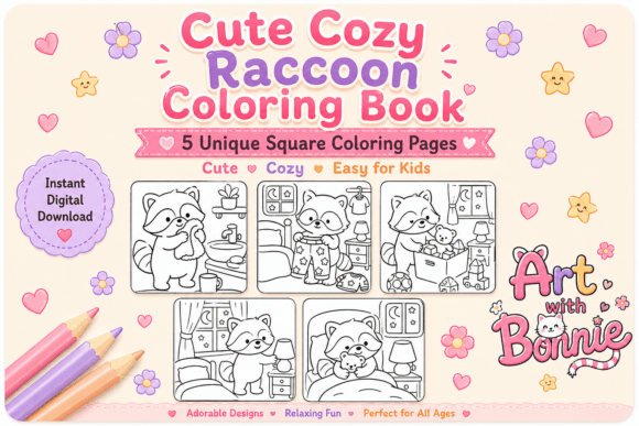 Cozy Raccoon Coloring Pages Printables
