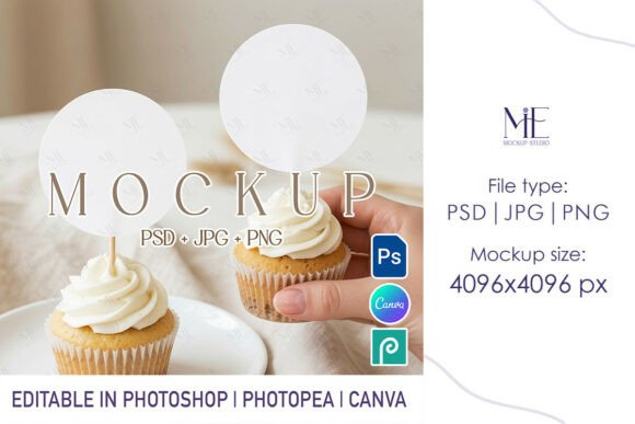 Cupcake Topper Mockup Set Baby Shower