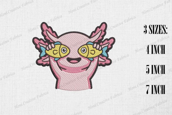 Cute Axolotl with Fish