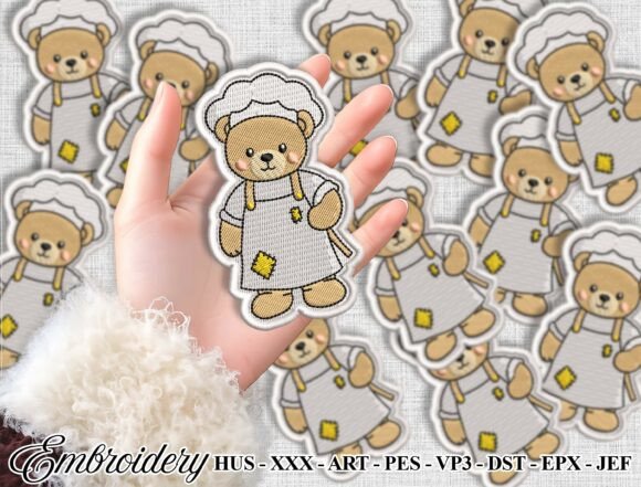 Cute Bear Chef Embroidered Patch