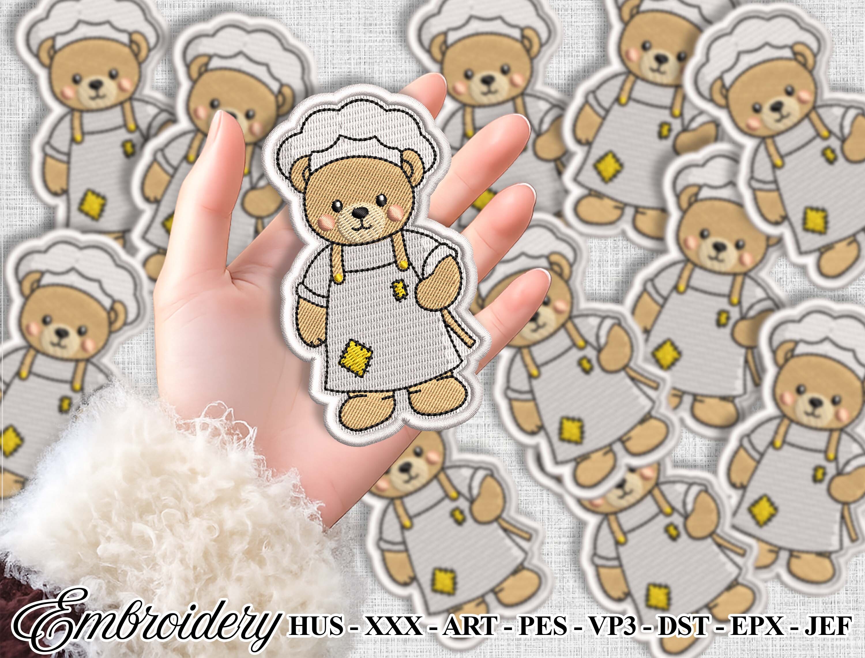 Cute Bear Chef Embroidered Patch