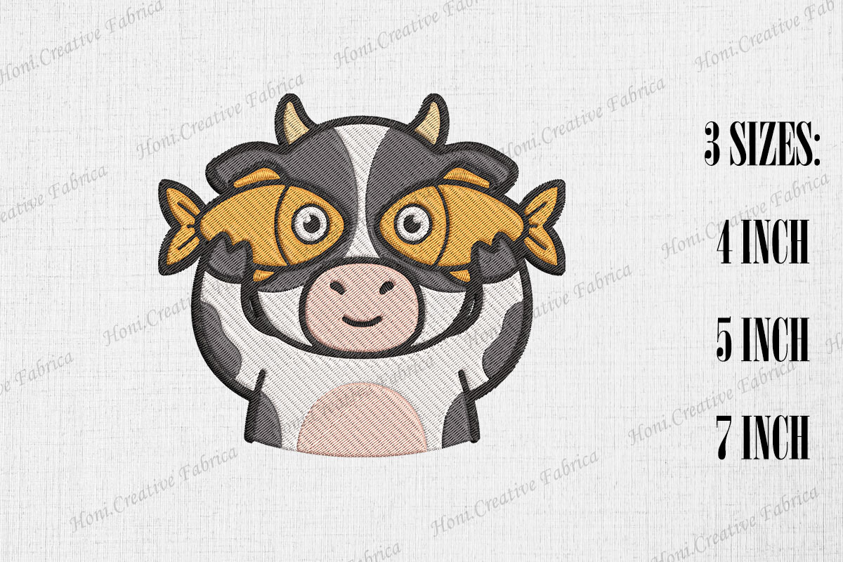 Cute Cow with Fish