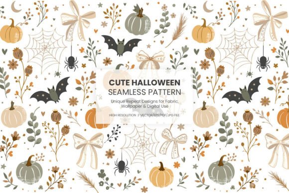 Cute Halloween Seamless Pattern