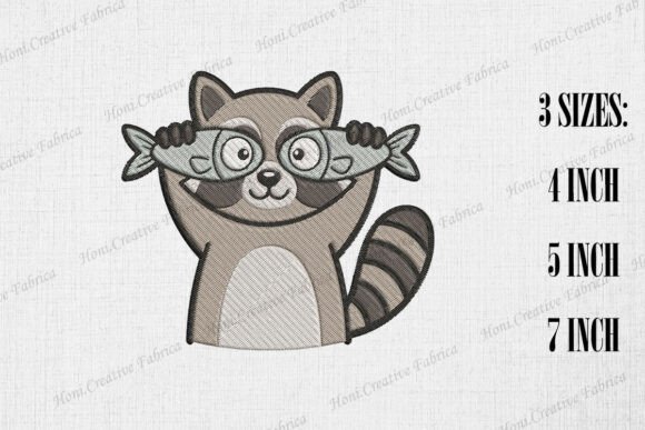 Cute Raccoon with Fish