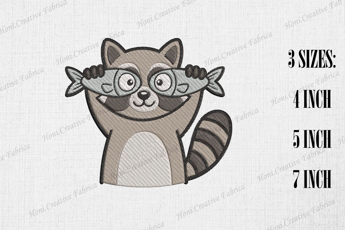 Cute Raccoon with Fish