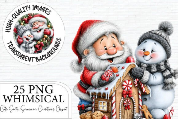 Cute Santa Snowman Christmas Clipart