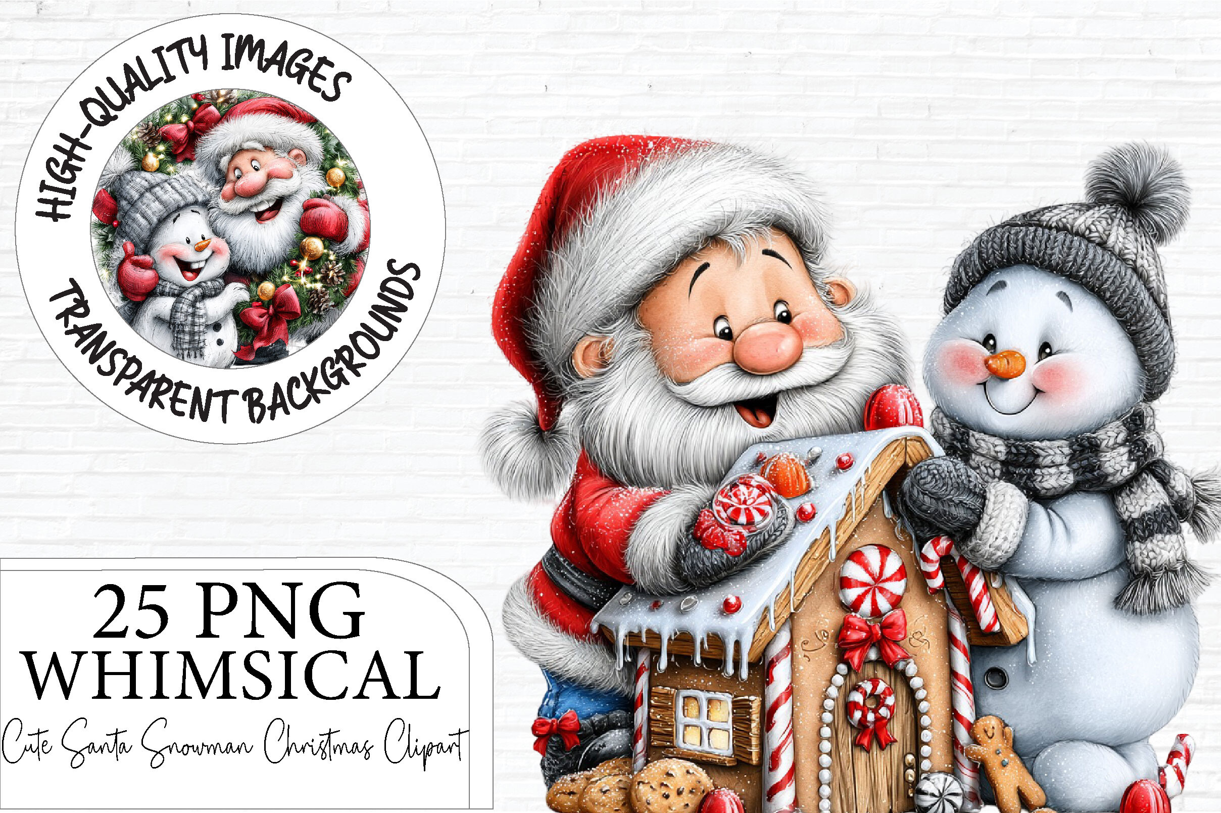 Cute Santa Snowman Christmas Clipart