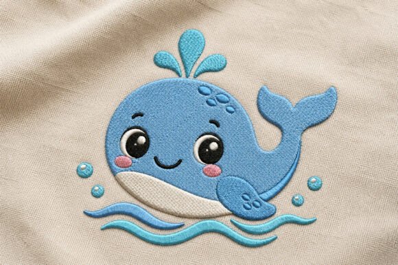 Cute Whale Embroidery Design