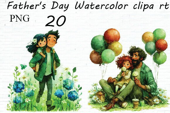Fathers Day Watercolor Clipart