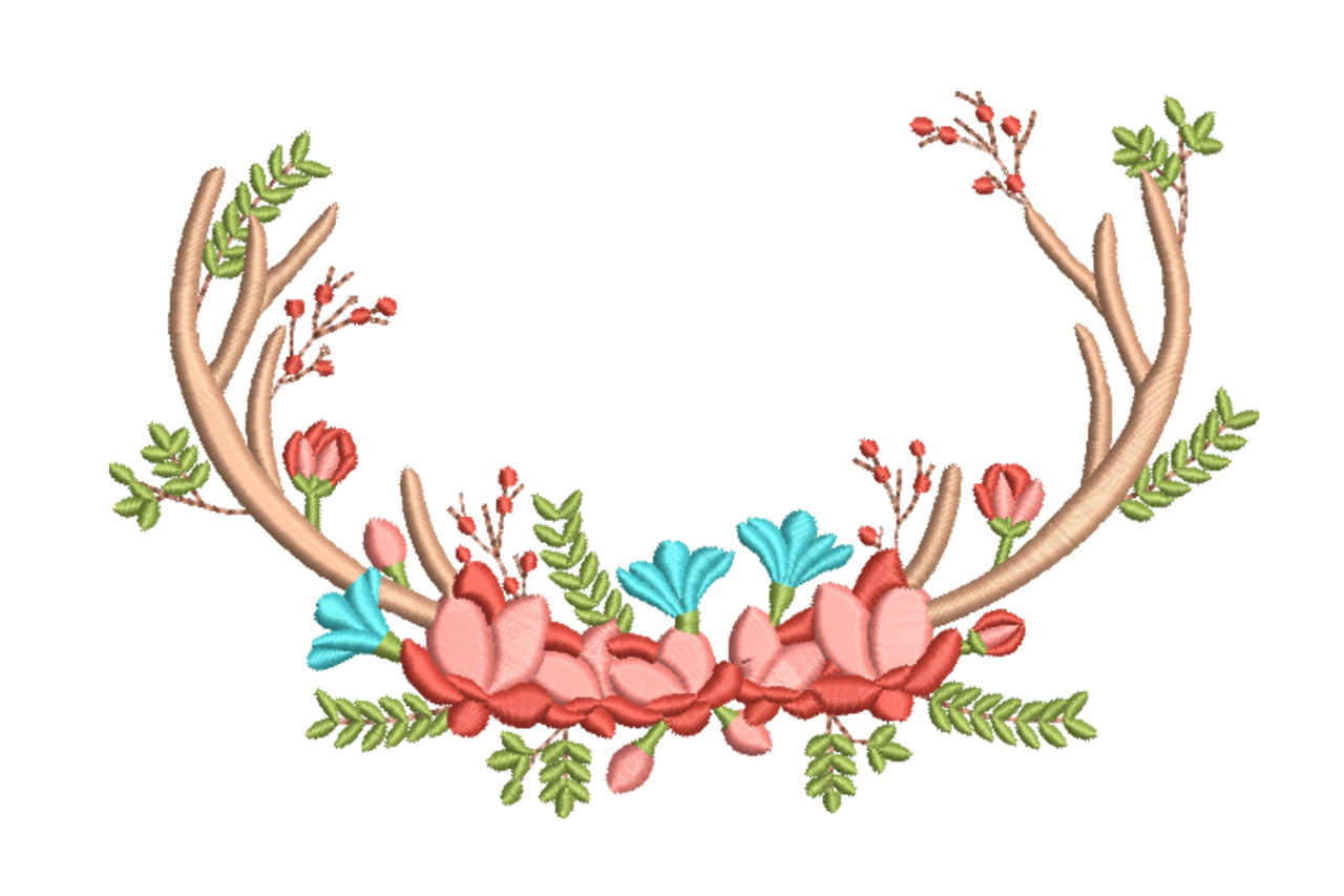 Floral Deer Antler Wreath