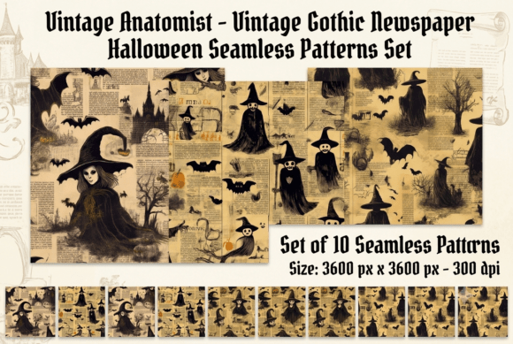 Gothic Newspaper Halloween Patterns