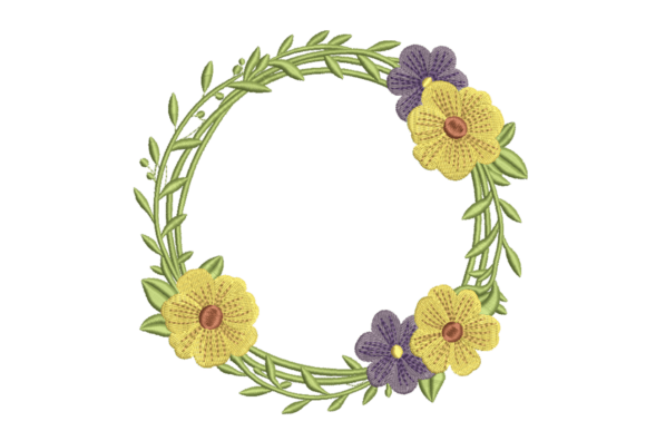 Green Vine Wreath Yellow & Purple Floral
