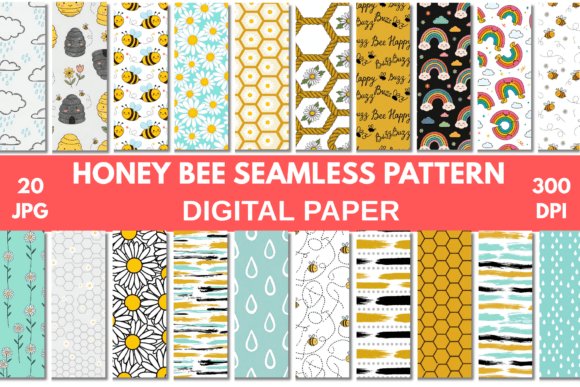 Honey Bees Digital Paper Patterns