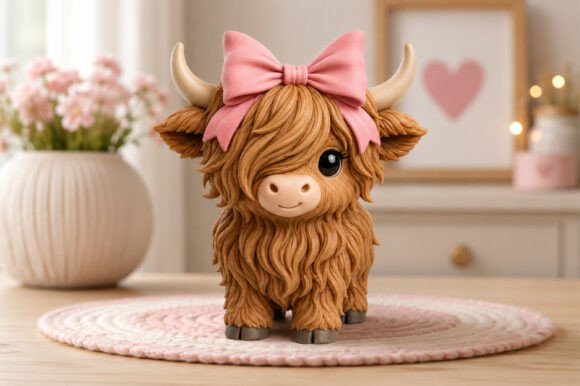 Kawaii Bow Cow 3D Printable STL File - Adorable Desk Decor - Image 1