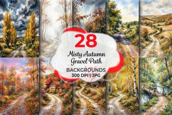 Misty Autumn Gravel Path Backgrounds