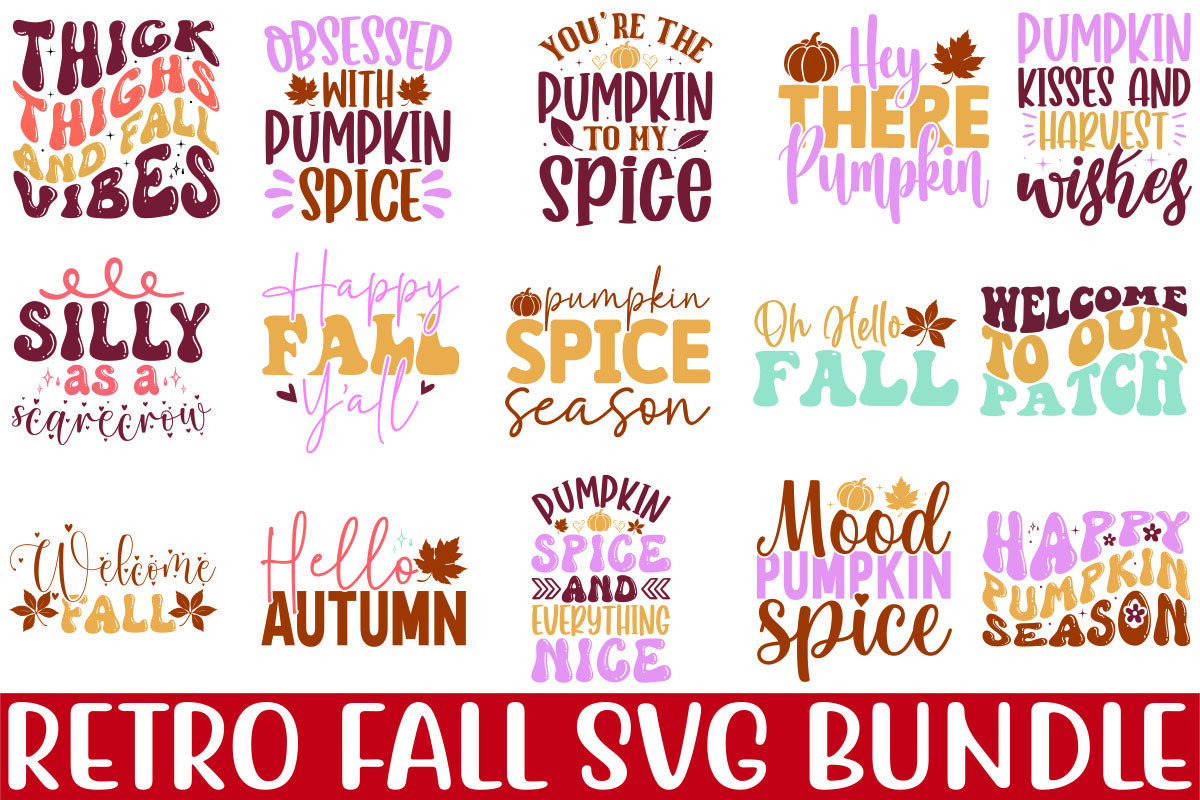 Retro Fall SVG Bundle Graphic by Teebusiness41 · Creative Fabrica