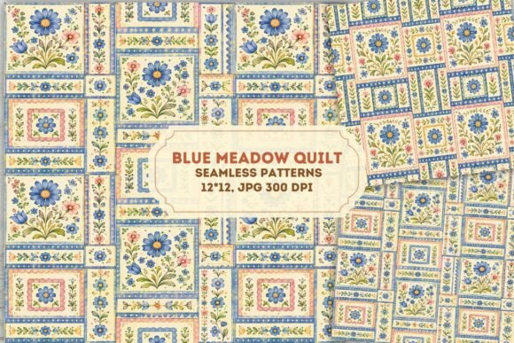 Seamless Paper: Blue Meadow Quilt