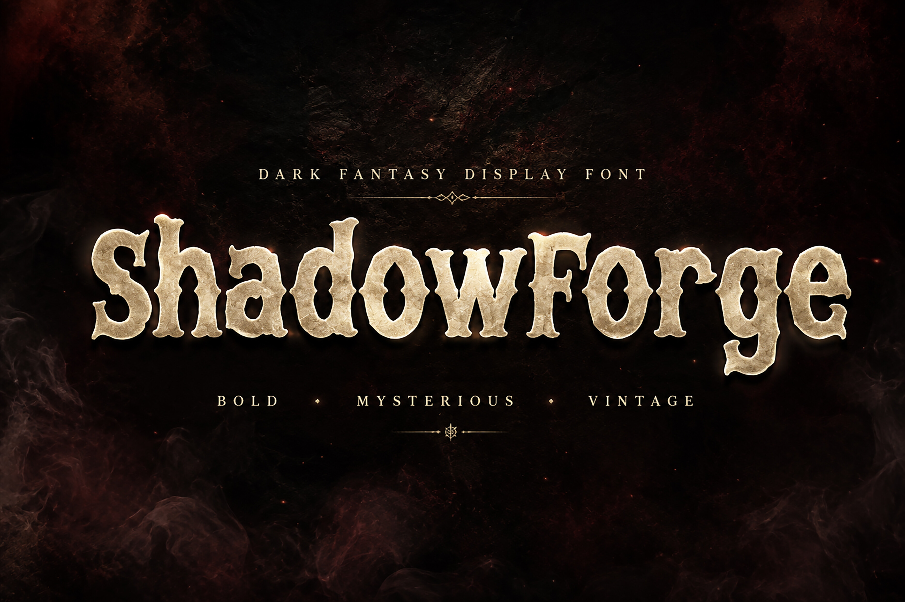 ShadowForge preview, dark forged display font
