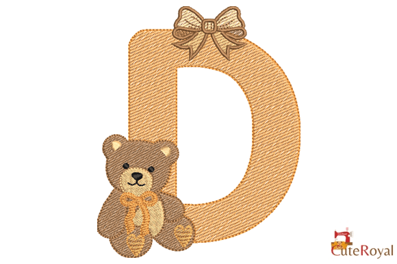 Teddy Bear Monogram Letter D – 6 Sizes
