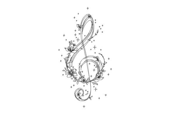Treble Clef with Flowers