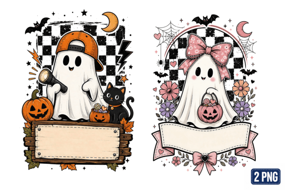 Vintage Ghost Name PNG Bundle