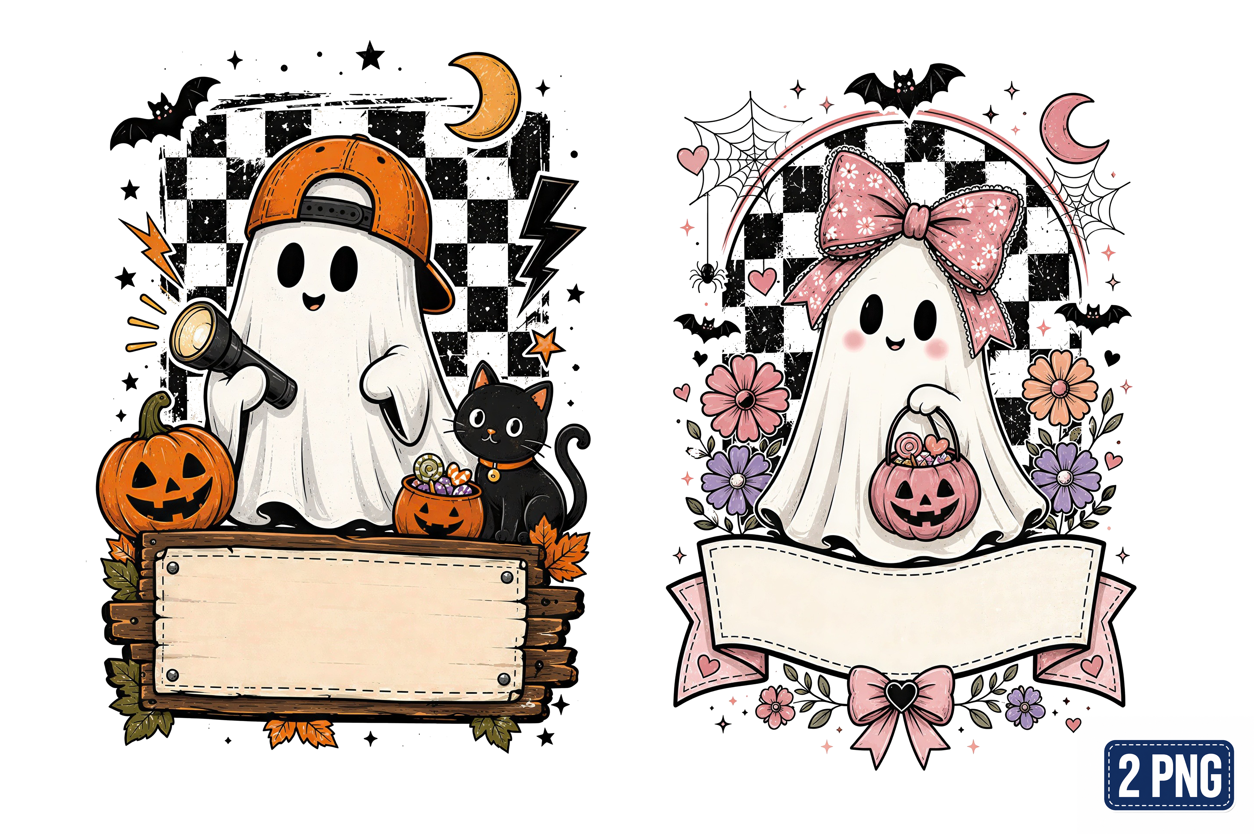 Vintage Ghost Name PNG Bundle