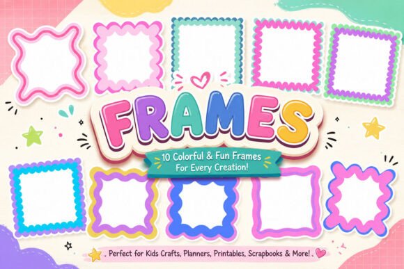 Wave Square Frame PNG SVG Bundle
