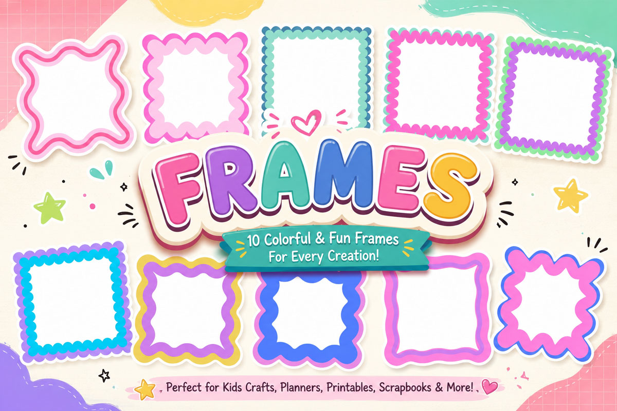 Wave Square Frame PNG SVG Bundle