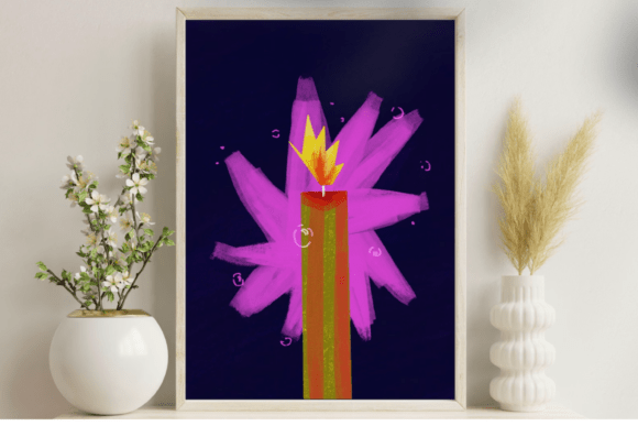 Whimsical Colorful Candle Wall Art