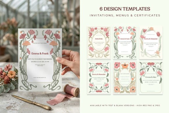 Art Nouveau Wedding Invitation Templates