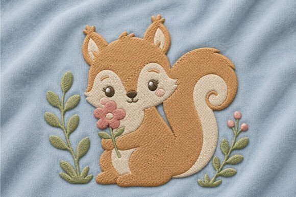 Baby Squirrel Embroidery Design