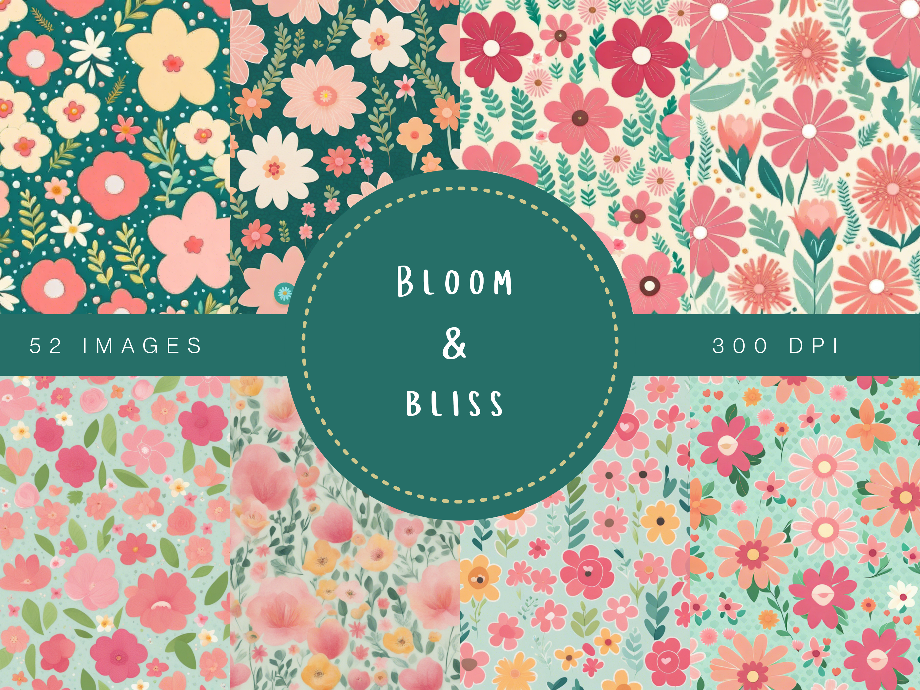 Bloom & Bliss – Whimsical Floral Backgro