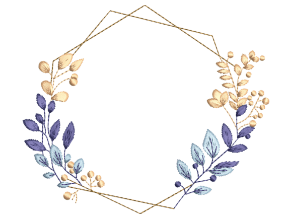 Blue Leaf Geometric Botanical Wreath