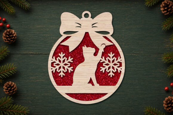 Cat Christmas Ornament Laser Cut SVG laser cut file