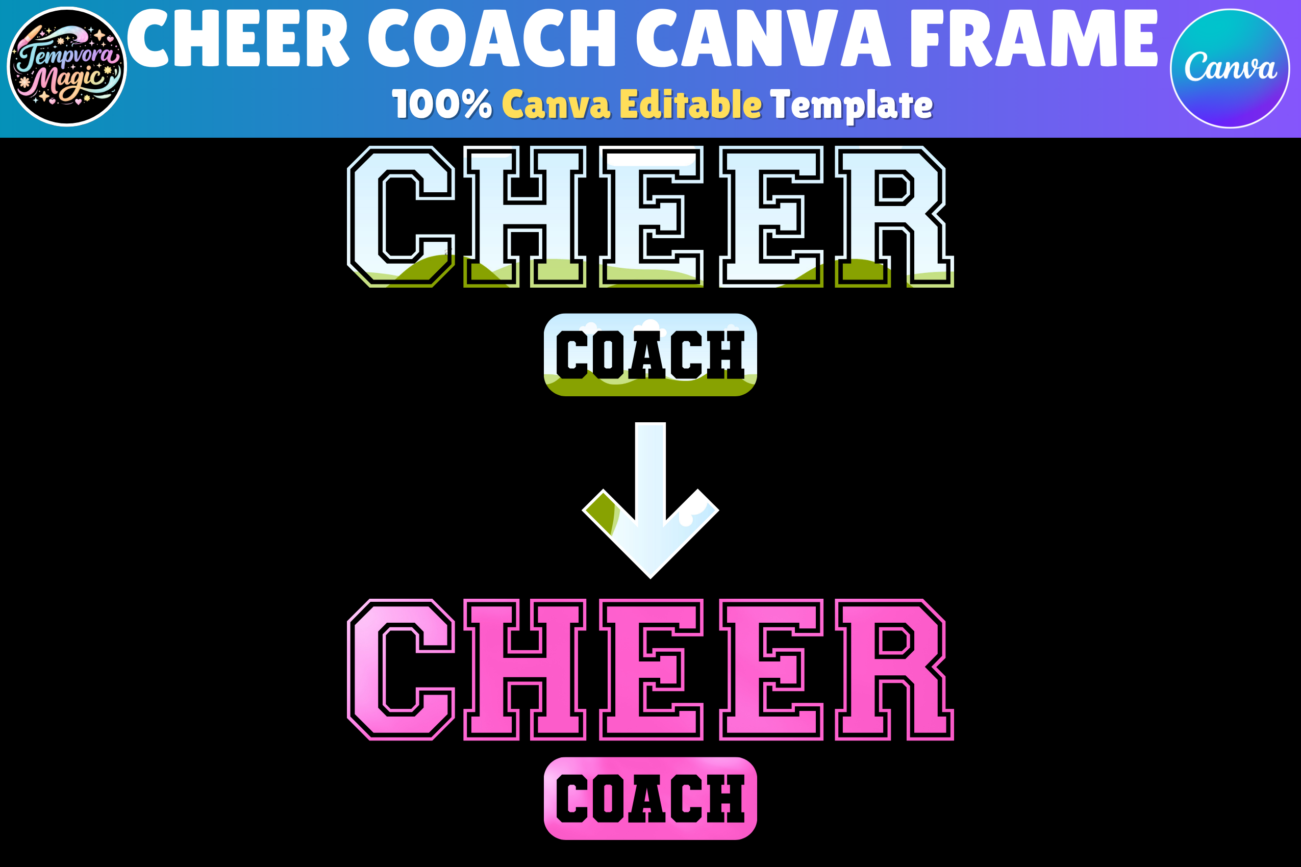 Cheer Coach Frame Cheer Coach Canva Frame Template Graphic by Tempvora Magic · Creative ...