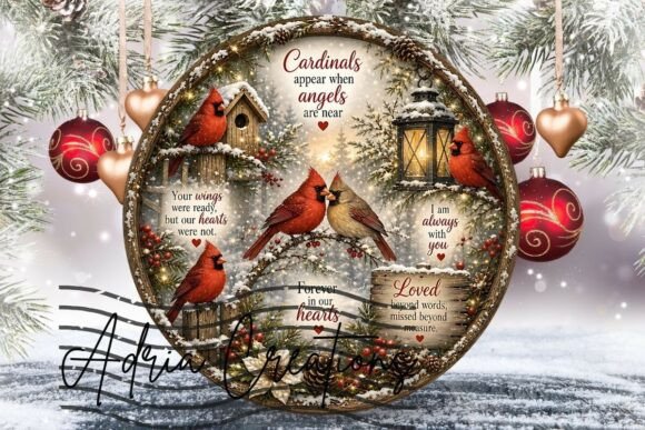 Christmas Cardinal Ornament, Door Sign