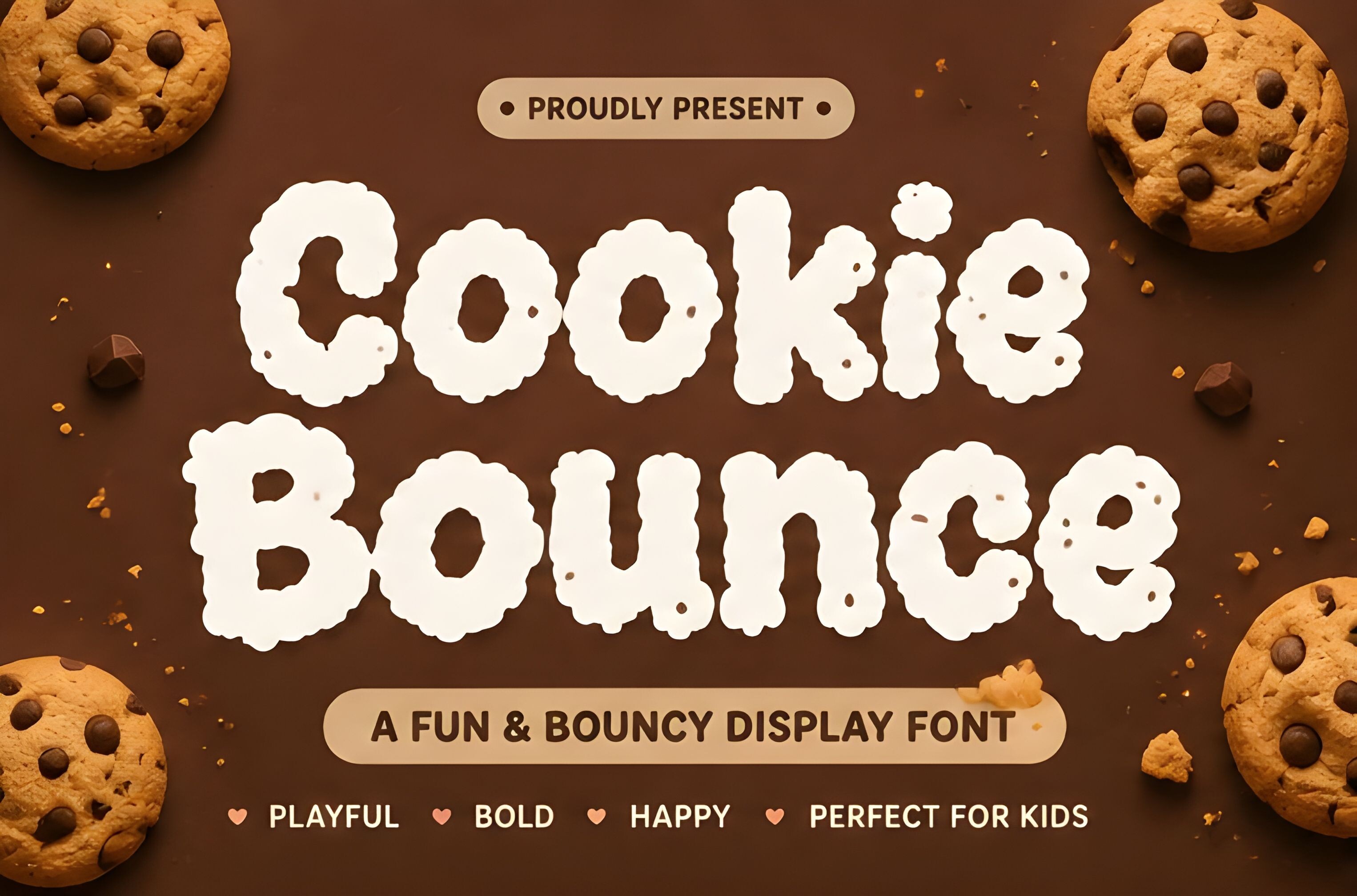 Cookie Bounce font preview - soft bouncy rounded display typeface