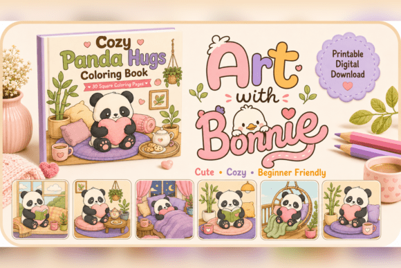 Cute Cozy Panda Hugs Coloring Pages PDF