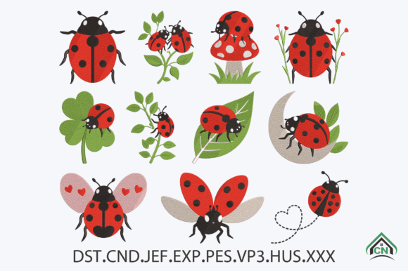 Cute Ladybug Embroidery Design Bundle