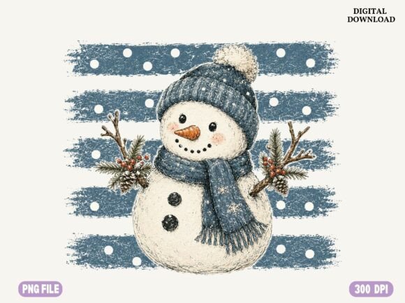 Cute Snowman PNG, Vintage Winter Christm