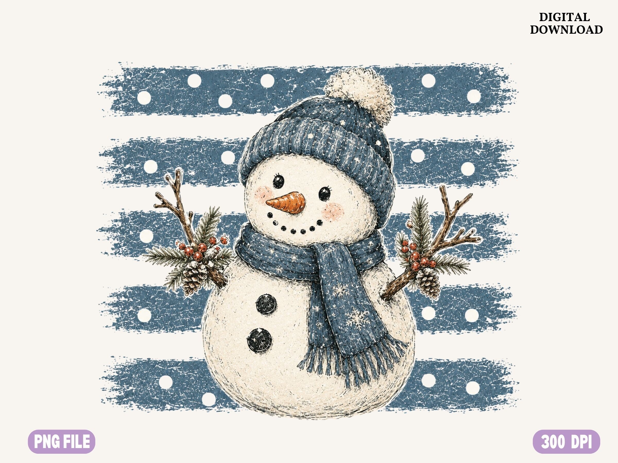 Cute Snowman PNG, Vintage Winter Christm