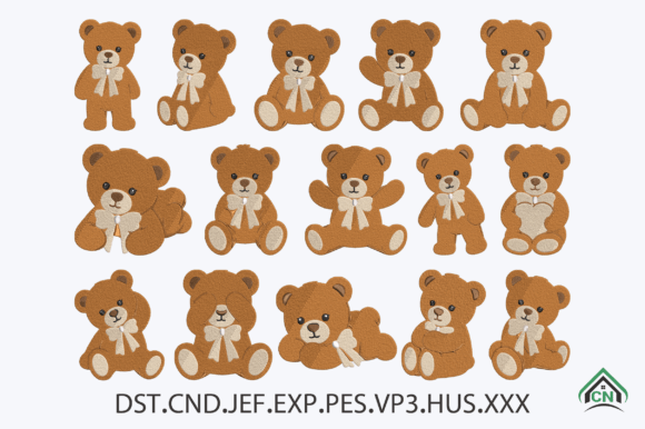 Cute Teddy Bear Embroidery Design Bundle