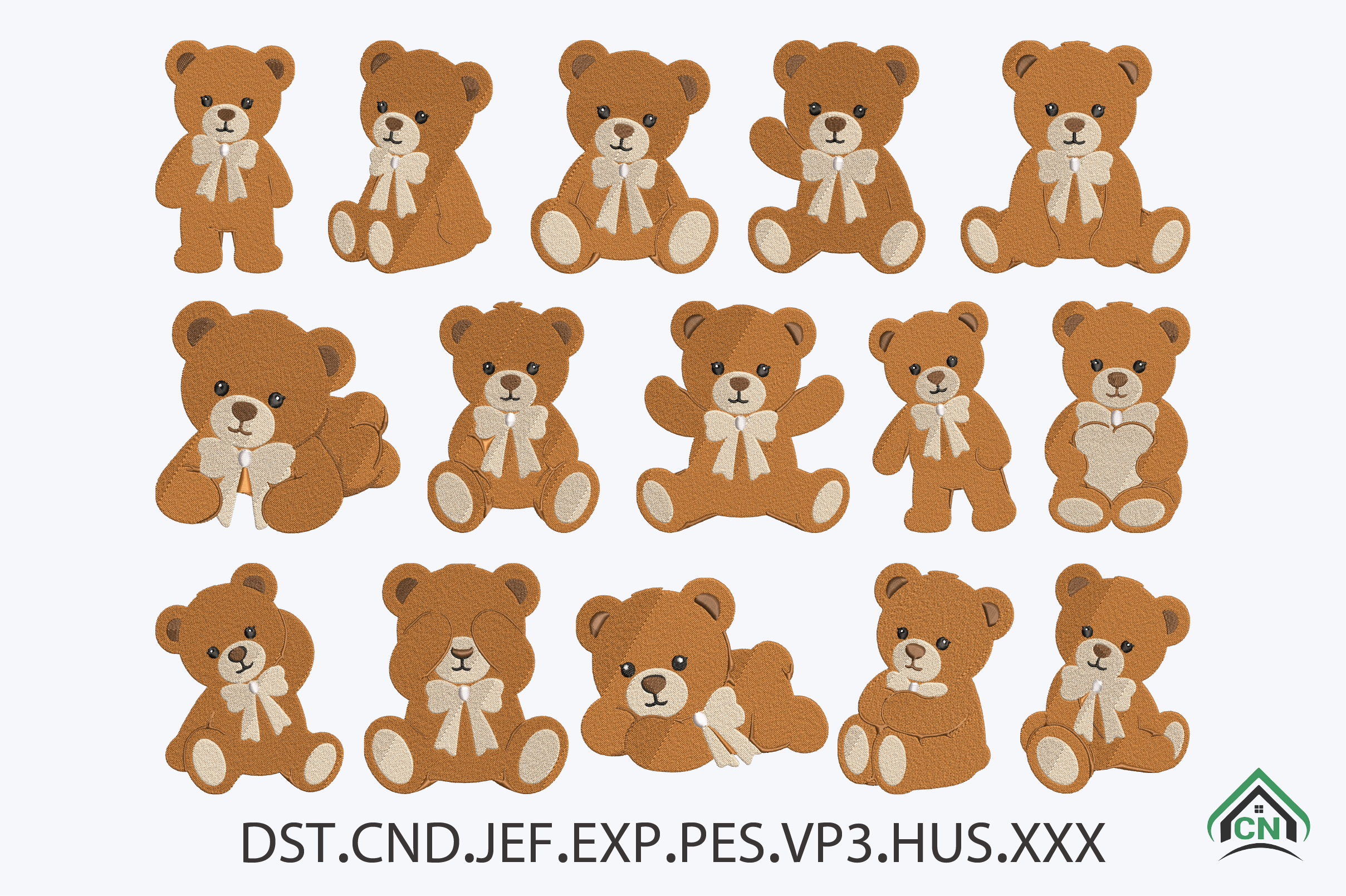 Cute Teddy Bear Embroidery Design Bundle